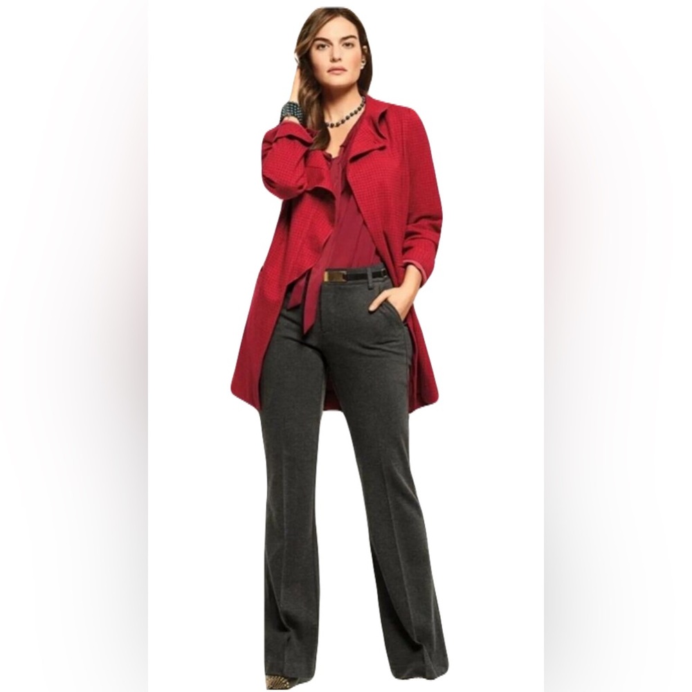 CABI 3546 Celebration Ponte Stretch Houndstooth Mid Length Coat Womens Medium